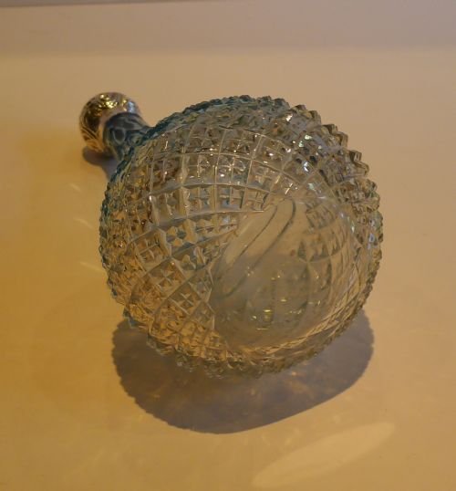 fig 1. Large Victorian English Blue Glass & Sterling Silver Perfume Bottle - 1896
