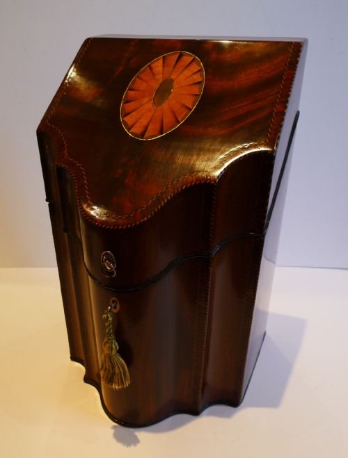 Large Antique English George III Sheraton Period Knife Box C.1790