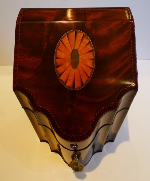fig 1. Large Antique English George III Sheraton Period Knife Box c.1790