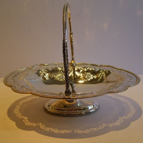 Pretty Antique English Silver Plated Basket - Registration Diamond - 1866