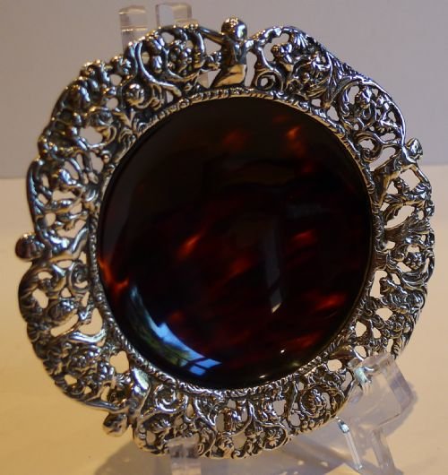 Antique English Sterling Silver & Tortoiseshell Dish - 1892
