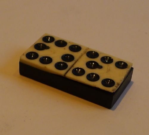 fig 1. Unusual Small Antique English Set Double Nines Dominoes - Original Box c.1890
