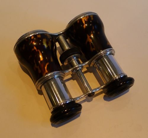 fig 1. Pair Antique Tortoise Shell Opera Glasses By Lemaire, Paris c.1900