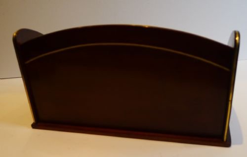 fig 2. Antique French Mahogany & Brass Stationery Caddy / Letter Holder c.1900