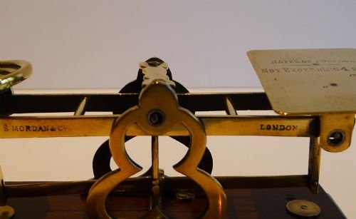 fig 1. Antique English Mahogany & Brass Letter Scales - S. Mordan & Co., London c.1900