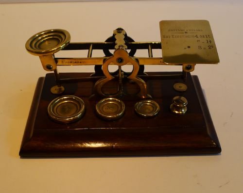 Antique English Mahogany & Brass Letter Scales - S. Mordan & Co., London C.1900