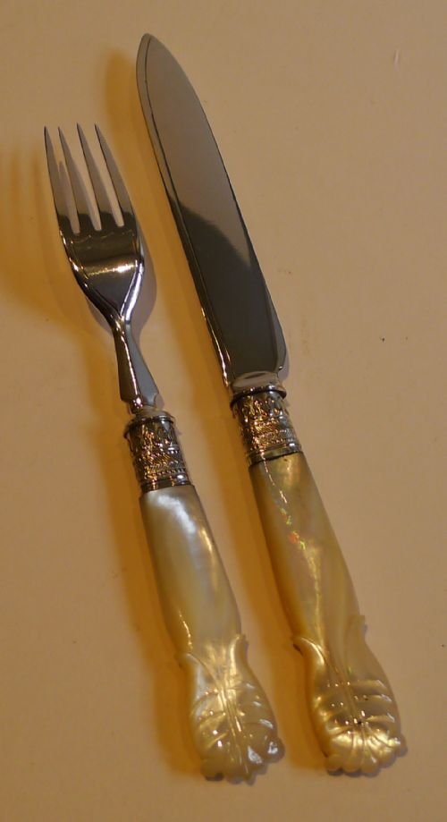 fig 2. Magnificent Set 12 Fruit Knives & Forks / Mother of Pearl Handles by ROBERT FEAD MOSLEY