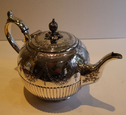 Pretty Antique English Silver Plated Teapot / Britannia by Philip Ashberry & Sons