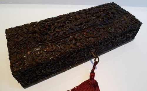 Intricately Carved Antique Anglo-indian Sandalwood Box C.1880