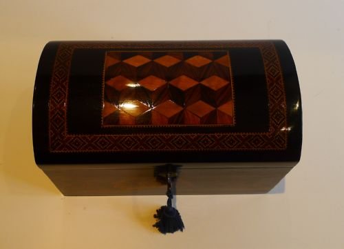 fig 1. Stunning Antique English Tunbridge Ware Tea Caddy c.1850