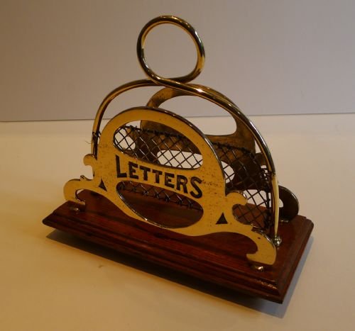 Unusual Oak & Brass Letter Rack or Holder by William Tonk C.1890