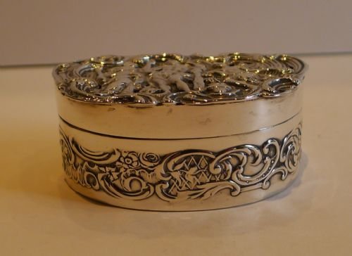 fig 1. Fabulous Antique Sterling Silver Pot-Pourri Box by William Comyns - Classical Scene