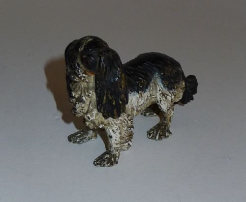 Antique Cold Painted Bronze Dog Figure C.1900, King Charles Spaniel