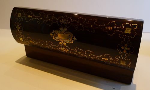 Stunning Intricately Inlaid Antique English Rosewood Glove Box C.1870