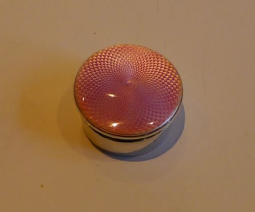 Small English Sterling Silver & Pink Guilloche Enamel Box - 1927
