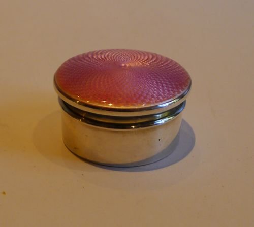 fig 1. Small English Sterling Silver & Pink Guilloche Enamel Box - 1927