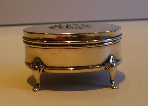 fig 1. Antique English Sterling Silver Jewelry / Ring Box - 1905 - Iris