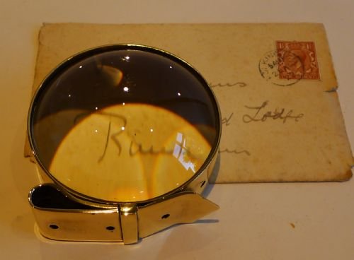 Unusual English Victorian "Belt" Desk-top Magnifying Glass C.1880