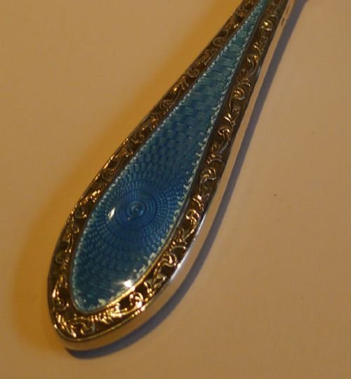 fig 1. Sterling Silver and Royal Blue Guilloche Enamel Magnifying Glass