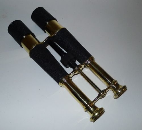 Fabulous Antique Polished Brass Binoculars with Leather Case C.1900