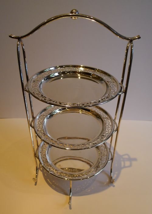 Top Notch Silver Plated Three Tier Cake Stand by Mappin & Webb C.1910 / 1900