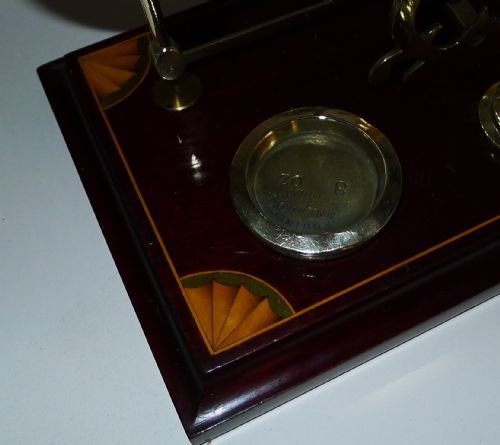 fig 1. Handsome Inlaid Mahogany & Brass Postage / Letter Scale by F. Quiney, London c.1910