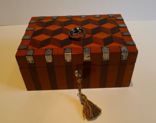 Fine French Polished Steel Bound Table / Jewelry Box C.1830