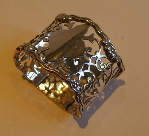 Vintage English Sterling Silver Napkin Ring - Beautiful Pierced or Reticulated Decoration