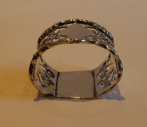 fig 1. Vintage English Sterling Silver Napkin Ring - Beautiful Pierced or Reticulated Decoration