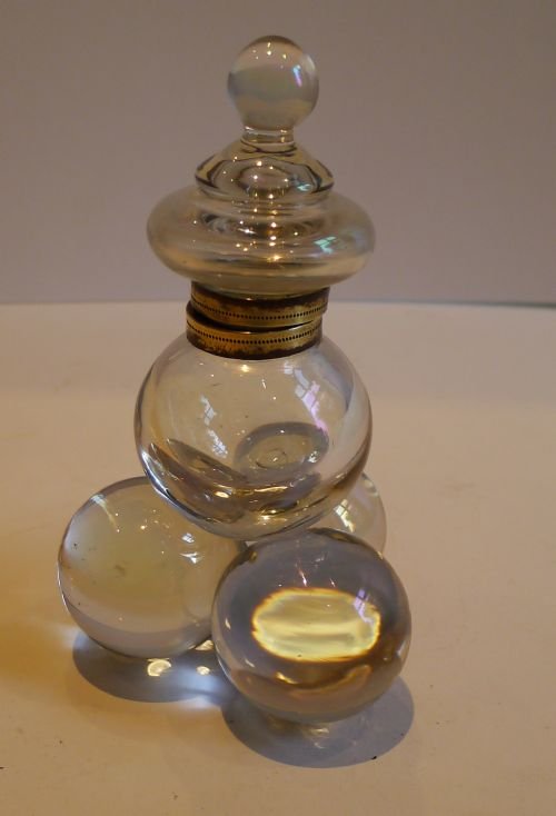 Antique Iridescent Glass Inkwell C.1890