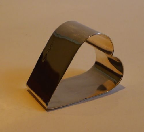 Unusual Vintage English Sterling Silver Napkin Ring - Heart - 1921