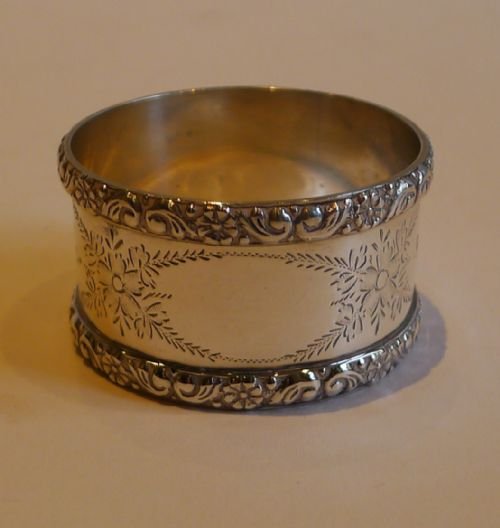 Beautiful Antique English Sterling Silver Napkin Ring - 1906