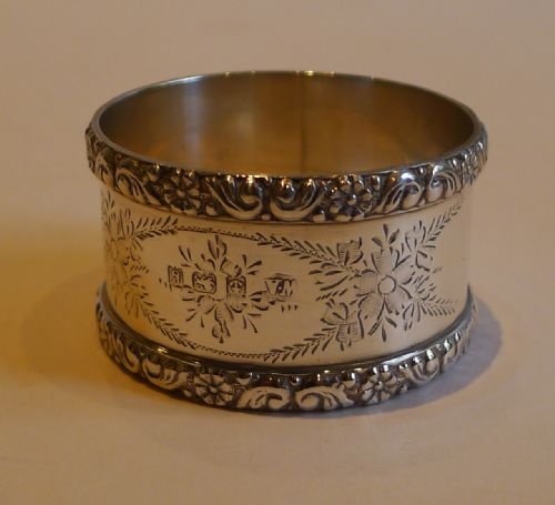 fig 1. Beautiful Antique English Sterling Silver Napkin Ring - 1906