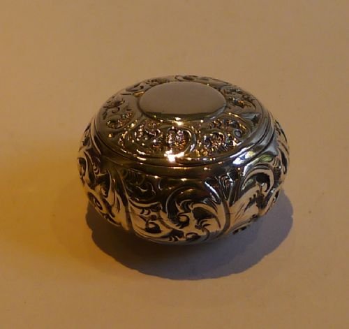 Unusual Antique Sterling Silver Pill Box - Birmingham 1899