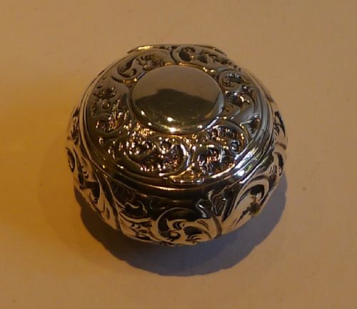 fig 1. Unusual Antique Sterling Silver Pill Box - Birmingham 1899