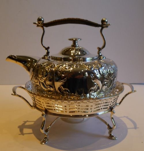 Charming English Victorian Silver Plated Spirit Kettle C.1880