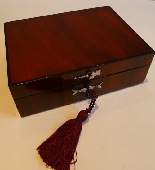 Stunning Small French Cherry Wood Jewellery / Desk Box C.1840