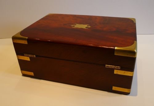 fig 2. Antique Brass Bound Campaign Style Mahogany Jewellery or Table Box c.1840