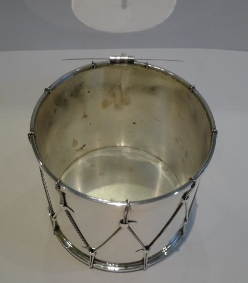 fig 1. Rare Antique English Novelty Biscuit Box - Drum - By Asprey c.1890