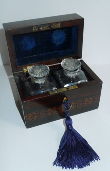 Antique English Tunbridge Ware Perfume Bottle Box C.1830