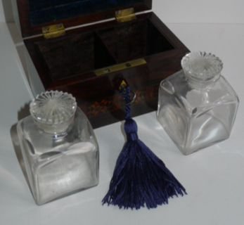 fig 1. Antique English Tunbridge Ware Perfume Bottle Box c.1830