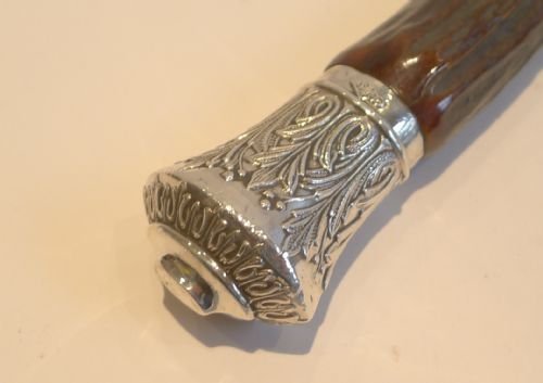 fig 1. Medium Antler Horn & Sterling Silver Handled Magnifying Glass - 1886