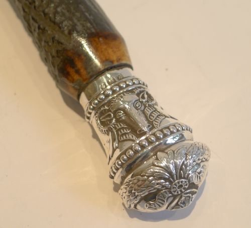 fig 1. Grand Antique English Antler Horn & Sterling Silver Magnifying Glass - 1890
