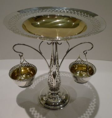 Handsome Antique Silver Plated Pierced Centerpiece - English Reg. No. For 1911
