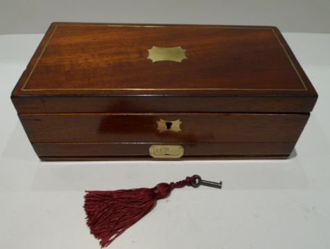 fig 1. Georgian English Brass Inlaid Mahogany Artist's / Water Color Box by T.J. Morris c.1820