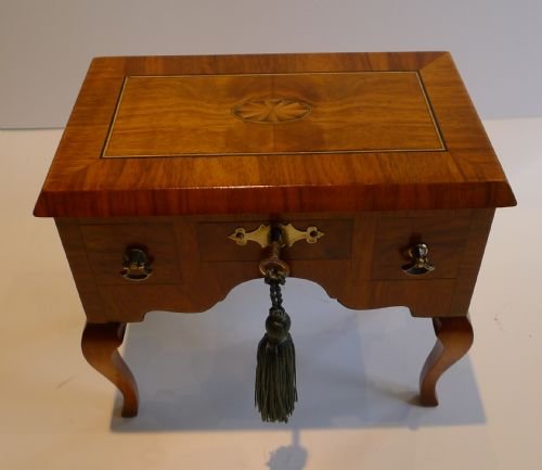 Antique English Novelty Jewellery Box in Walnut - Miniature Dressing Table C.1910