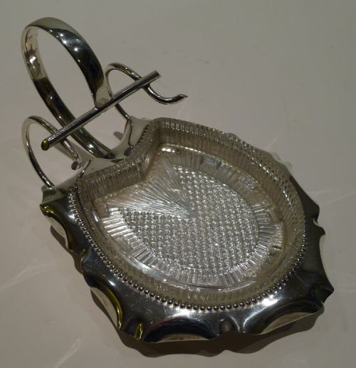 Antique English Horseshoe Butter Dish in Silver Plate & Glass - 1894