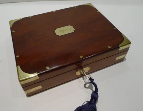 fig 1. Antique Technical Drawing Set / Mahogany Boxed Technical Drawing Instruments c.1880