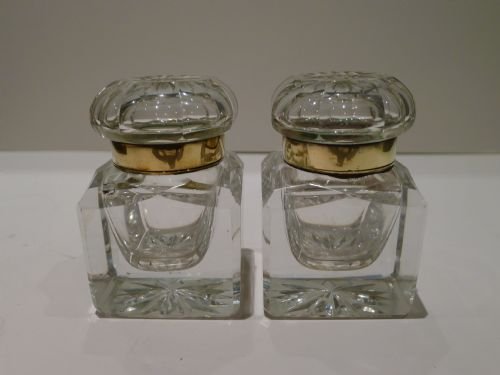 fig 2. Magnificent & Grand - Burl Walnut Inkstand / Desk Set - Cut Glass Inkwells c.1890