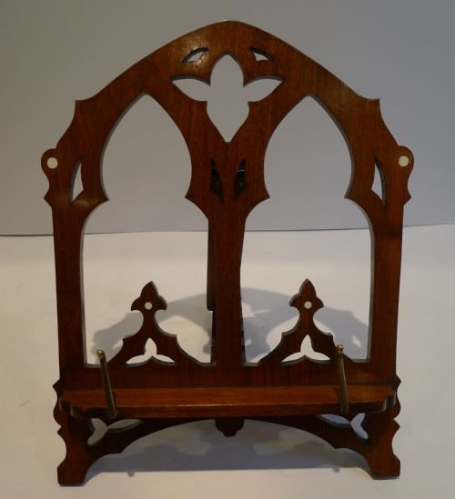 Antique English Walnut Book Rest / Lectern - Ivory Inlay C.1890